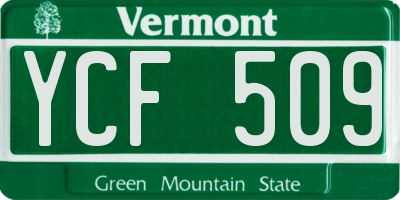 VT license plate YCF509