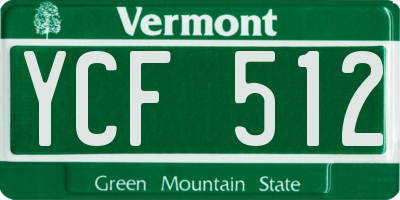 VT license plate YCF512