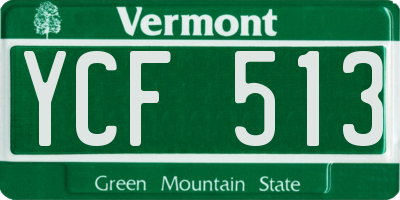 VT license plate YCF513