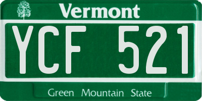 VT license plate YCF521