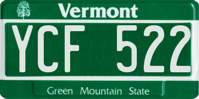 VT license plate YCF522