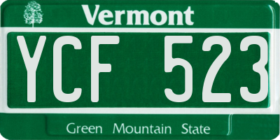 VT license plate YCF523