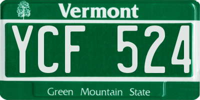 VT license plate YCF524