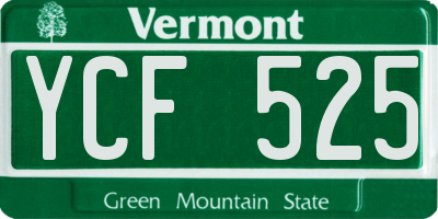 VT license plate YCF525