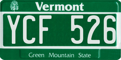 VT license plate YCF526