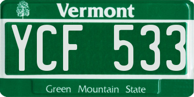 VT license plate YCF533