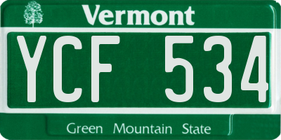 VT license plate YCF534