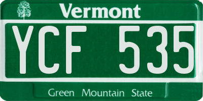 VT license plate YCF535