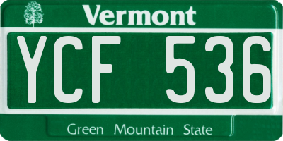 VT license plate YCF536