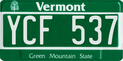 VT license plate YCF537