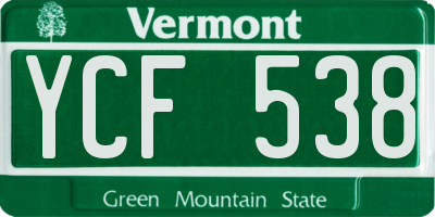 VT license plate YCF538