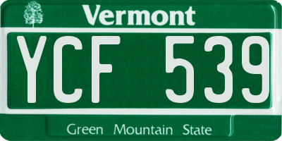 VT license plate YCF539