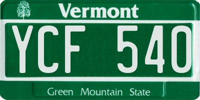 VT license plate YCF540