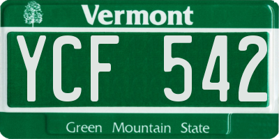VT license plate YCF542