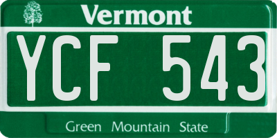 VT license plate YCF543