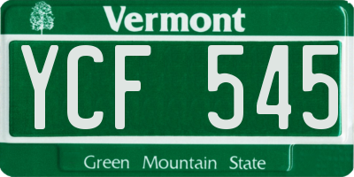 VT license plate YCF545