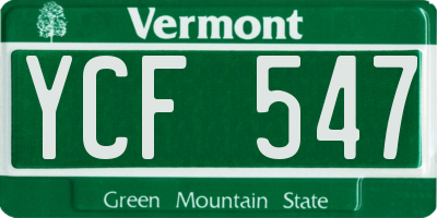 VT license plate YCF547
