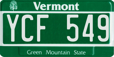 VT license plate YCF549