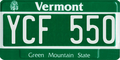VT license plate YCF550