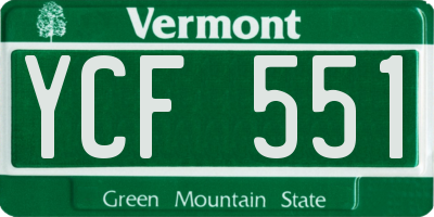 VT license plate YCF551