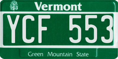 VT license plate YCF553