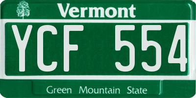 VT license plate YCF554