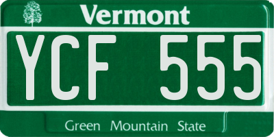 VT license plate YCF555