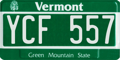 VT license plate YCF557