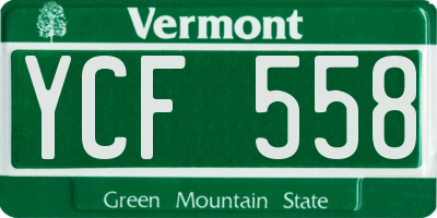 VT license plate YCF558