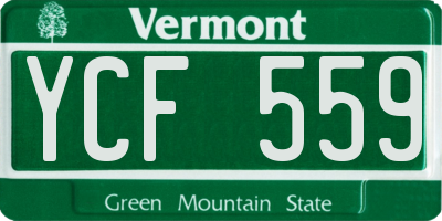 VT license plate YCF559