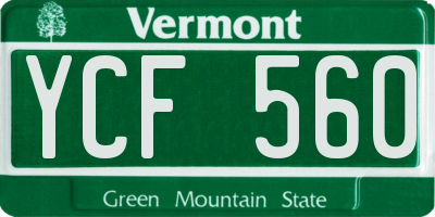 VT license plate YCF560