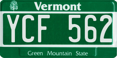 VT license plate YCF562