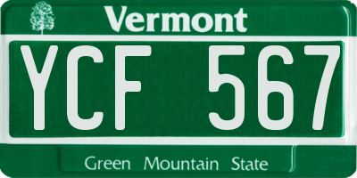 VT license plate YCF567