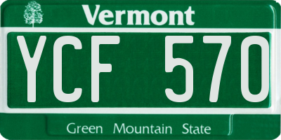 VT license plate YCF570