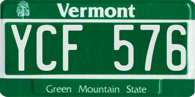 VT license plate YCF576