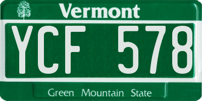 VT license plate YCF578