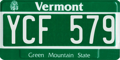VT license plate YCF579