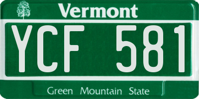 VT license plate YCF581