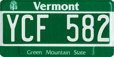 VT license plate YCF582