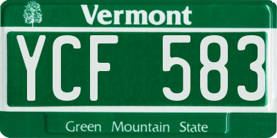 VT license plate YCF583