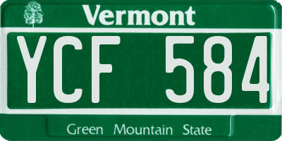VT license plate YCF584