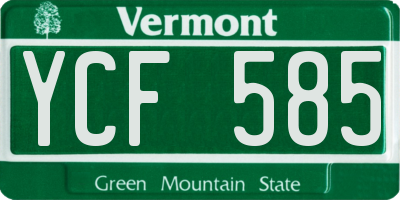 VT license plate YCF585