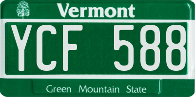 VT license plate YCF588