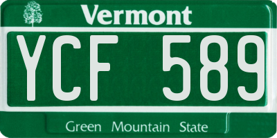 VT license plate YCF589