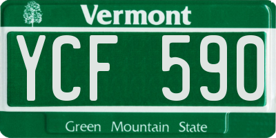 VT license plate YCF590