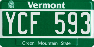 VT license plate YCF593