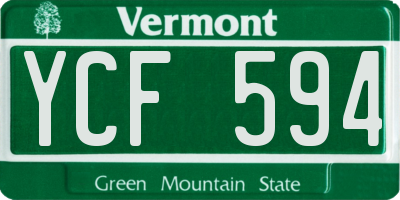 VT license plate YCF594