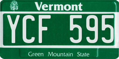 VT license plate YCF595