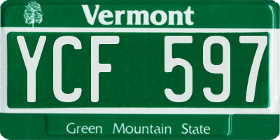VT license plate YCF597