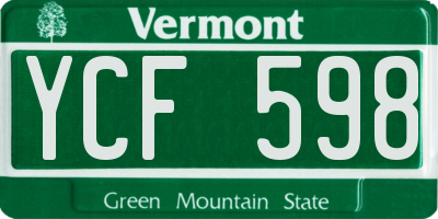 VT license plate YCF598